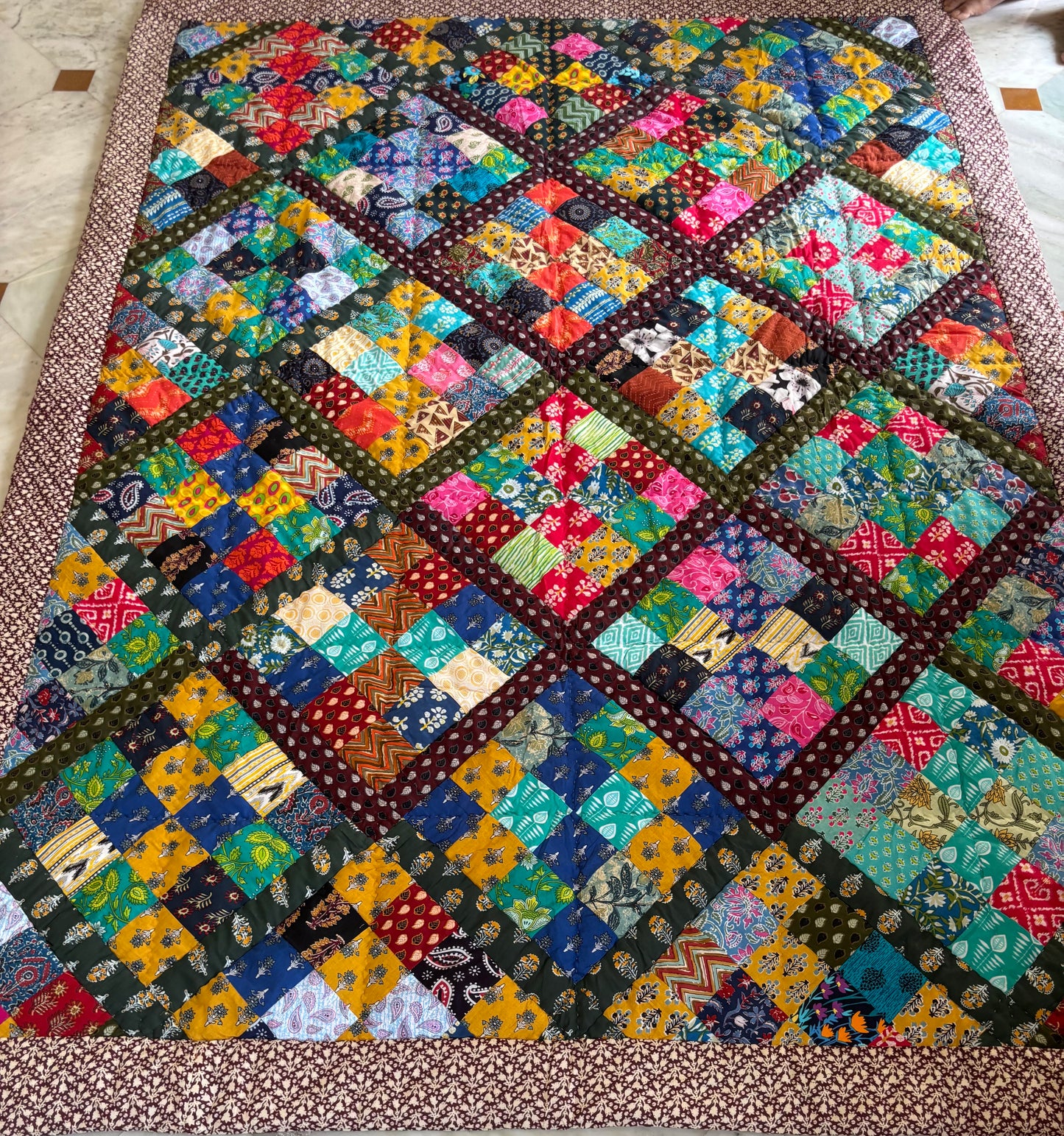 Bead String Quilt, 93"x 71"